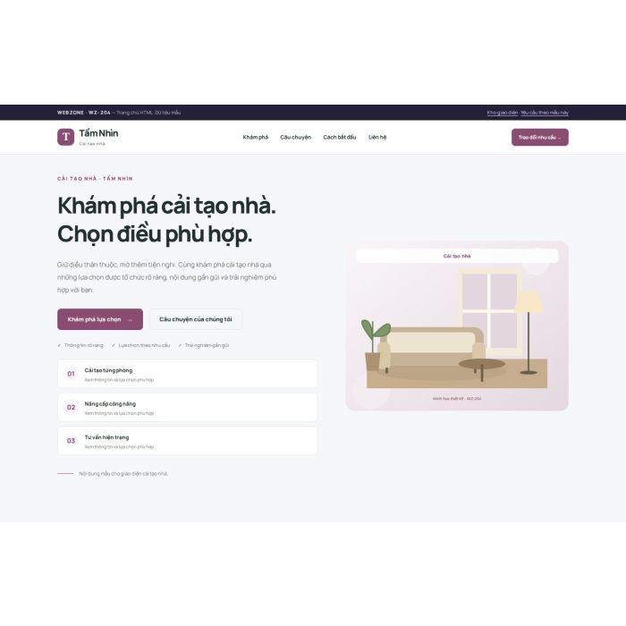 Ảnh chụp Giao diện HTML cải tạo nhà — Trưng bày | WZ-204