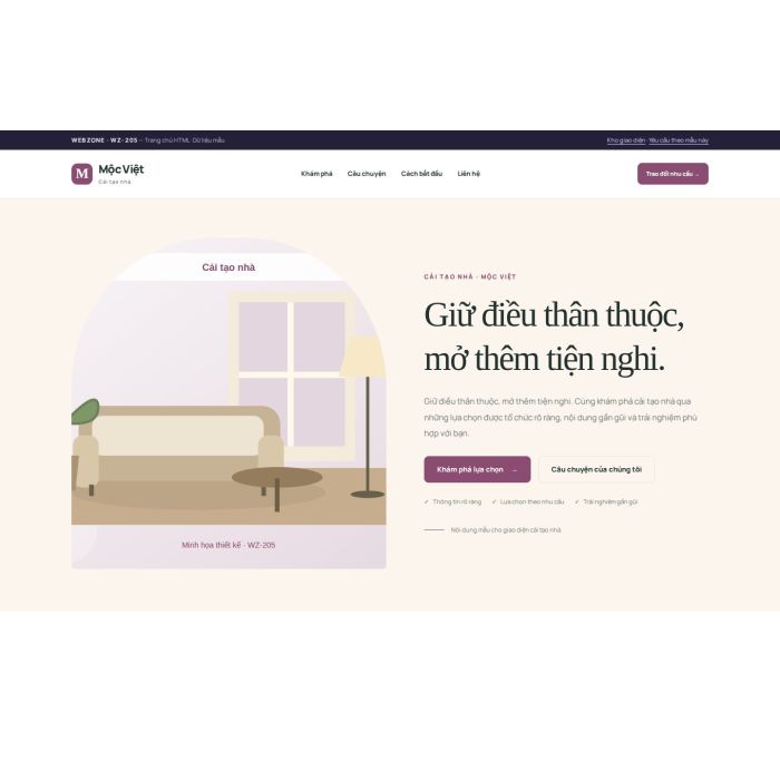 Ảnh chụp Giao diện HTML cải tạo nhà — Kể chuyện | WZ-205