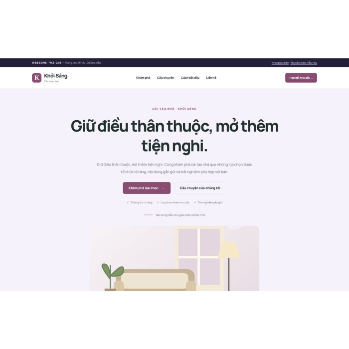 Ảnh chụp Giao diện HTML cải tạo nhà — Tập trung chuyển đổi | WZ-206