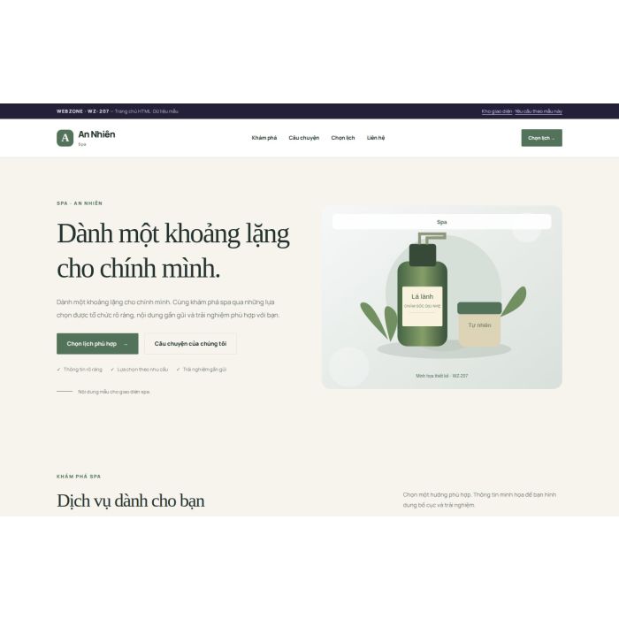 Ảnh chụp Giao diện HTML spa — Thanh lịch | WZ-207