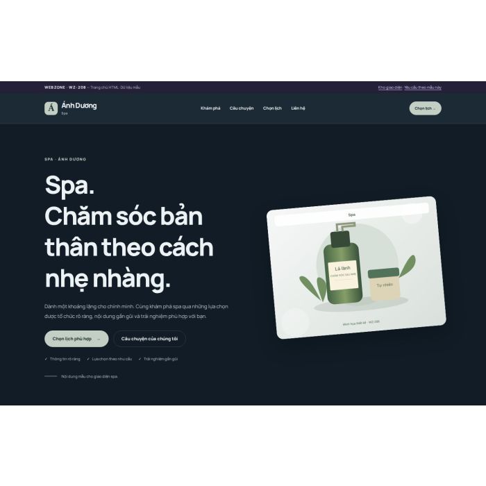 Ảnh chụp Giao diện HTML spa — Nổi bật | WZ-208