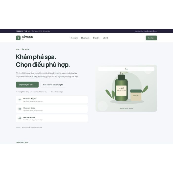Ảnh chụp Giao diện HTML spa — Trưng bày | WZ-209