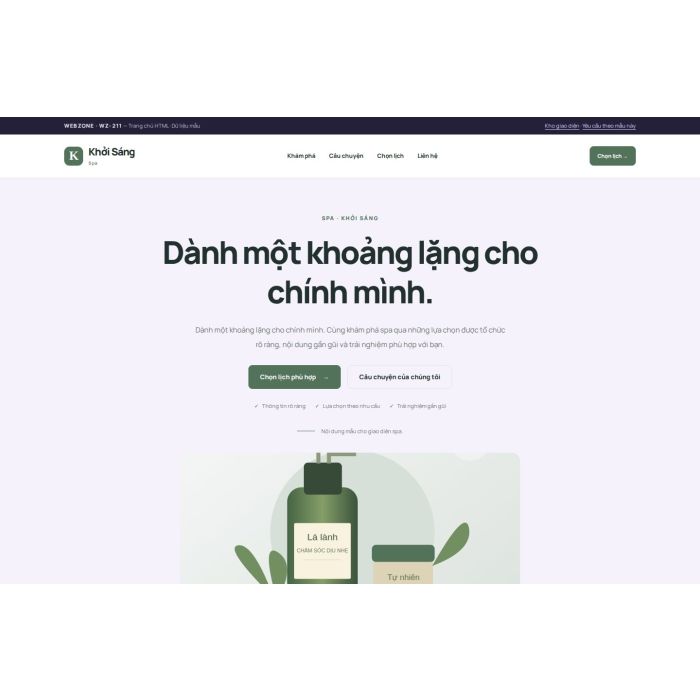 Ảnh chụp Giao diện HTML spa — Tập trung chuyển đổi | WZ-211