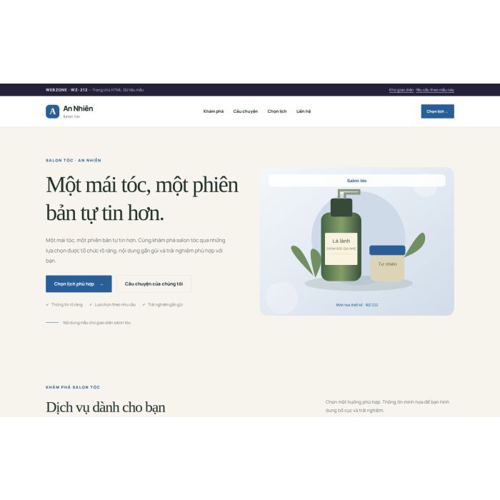 Ảnh chụp Giao diện HTML salon tóc — Thanh lịch | WZ-212
