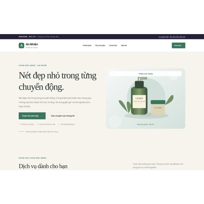 Ảnh chụp Giao diện HTML chăm sóc móng — Thanh lịch | WZ-217