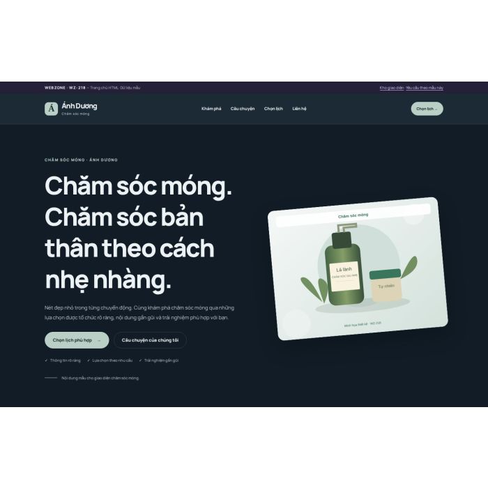 Ảnh chụp Giao diện HTML chăm sóc móng — Nổi bật | WZ-218