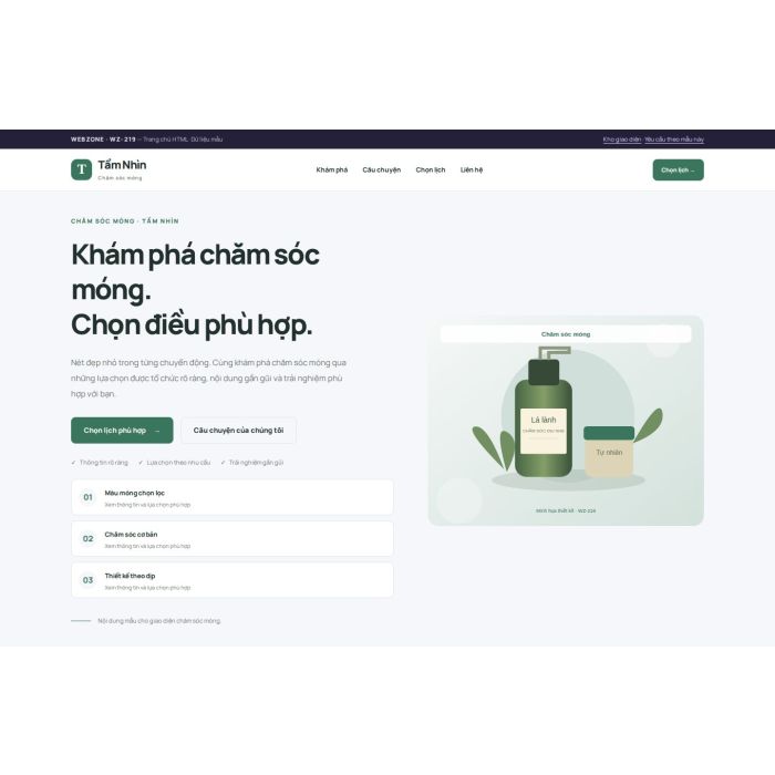 Ảnh chụp Giao diện HTML chăm sóc móng — Trưng bày | WZ-219