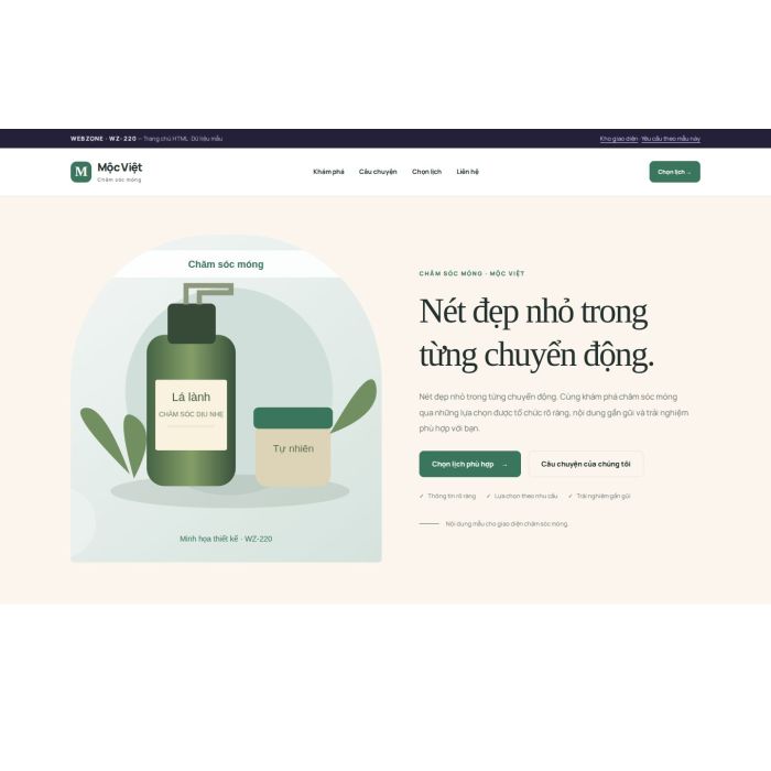 Ảnh chụp Giao diện HTML chăm sóc móng — Kể chuyện | WZ-220