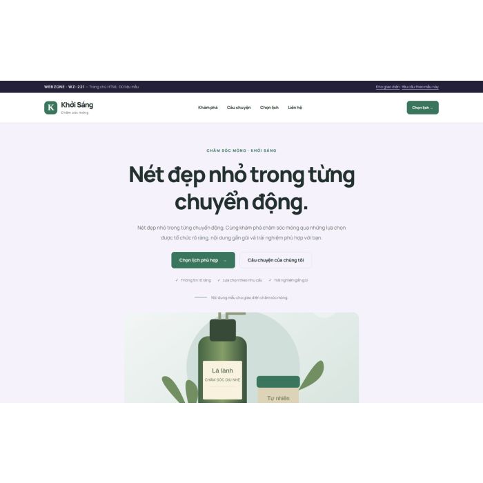 Ảnh chụp Giao diện HTML chăm sóc móng — Tập trung chuyển đổi | WZ-221