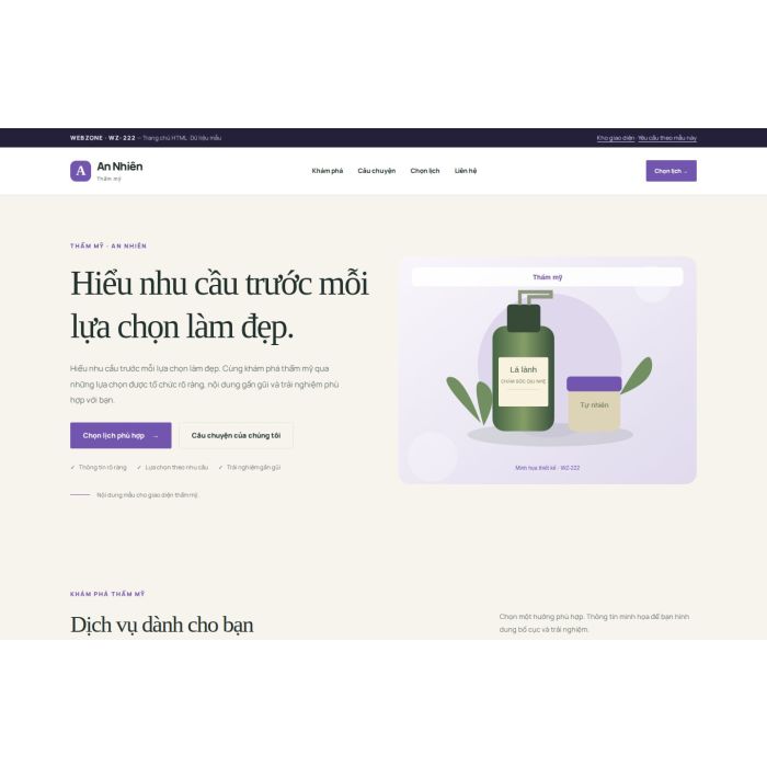 Ảnh chụp Giao diện HTML thẩm mỹ — Thanh lịch | WZ-222