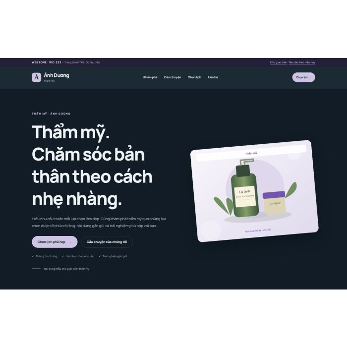 Ảnh chụp Giao diện HTML thẩm mỹ — Nổi bật | WZ-223