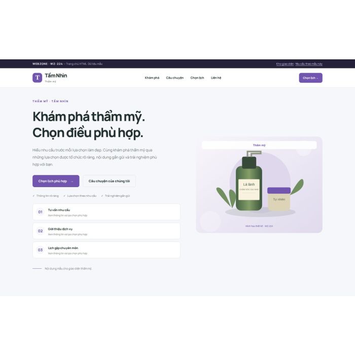 Ảnh chụp Giao diện HTML thẩm mỹ — Trưng bày | WZ-224