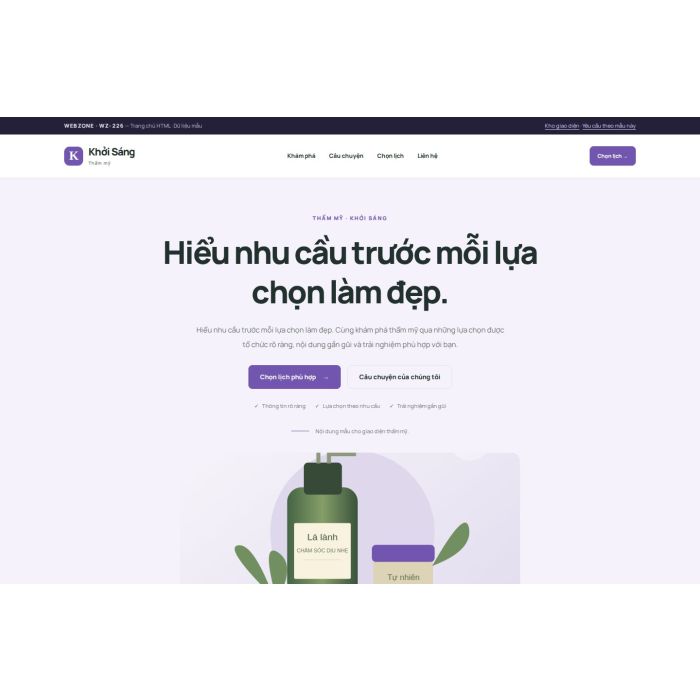 Ảnh chụp Giao diện HTML thẩm mỹ — Tập trung chuyển đổi | WZ-226