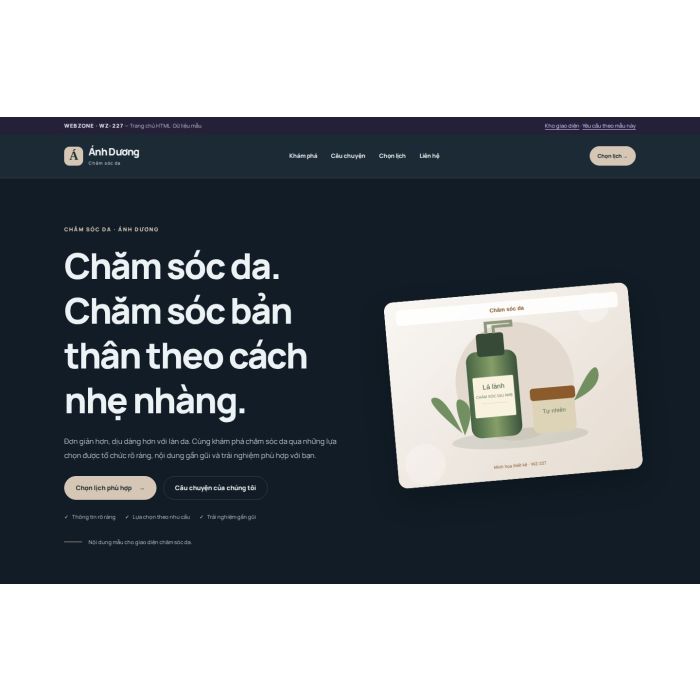 Ảnh chụp Giao diện HTML chăm sóc da — Nổi bật | WZ-227