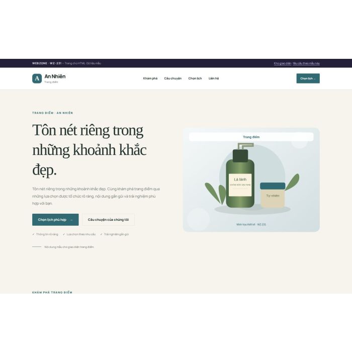 Ảnh chụp Giao diện HTML trang điểm — Thanh lịch | WZ-231
