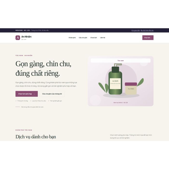 Ảnh chụp Giao diện HTML tóc nam — Thanh lịch | WZ-236