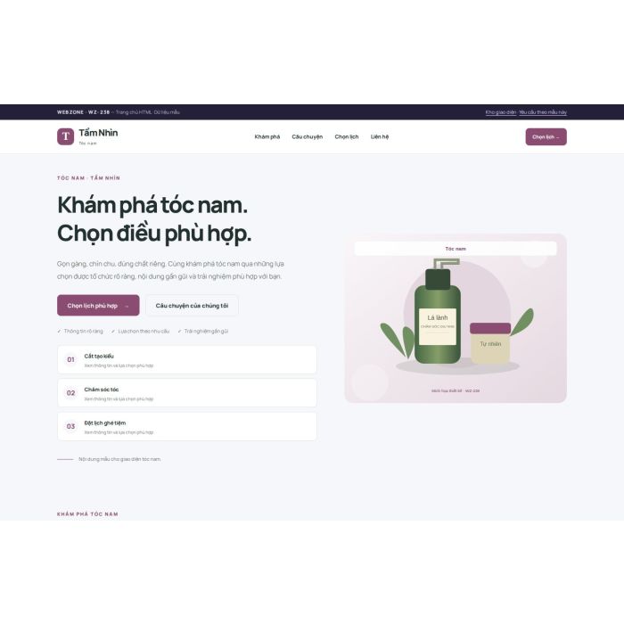 Ảnh chụp Giao diện HTML tóc nam — Trưng bày | WZ-238