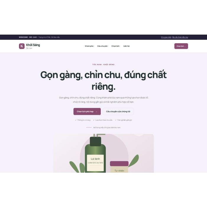 Ảnh chụp Giao diện HTML tóc nam — Tập trung chuyển đổi | WZ-240