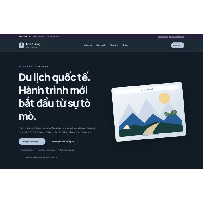 Ảnh chụp Giao diện HTML du lịch quốc tế — Nổi bật | WZ-246