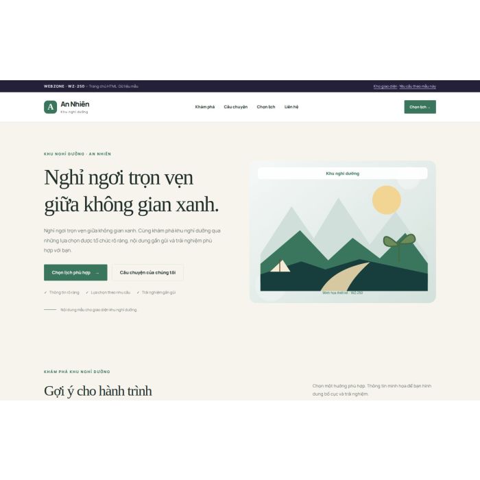 Ảnh chụp Giao diện HTML khu nghỉ dưỡng — Thanh lịch | WZ-250