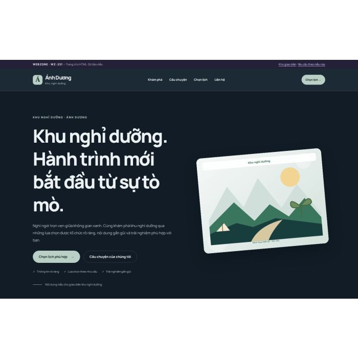 Ảnh chụp Giao diện HTML khu nghỉ dưỡng — Nổi bật | WZ-251