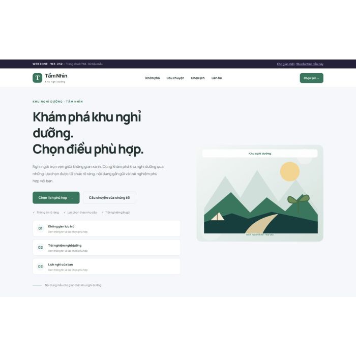 Ảnh chụp Giao diện HTML khu nghỉ dưỡng — Trưng bày | WZ-252