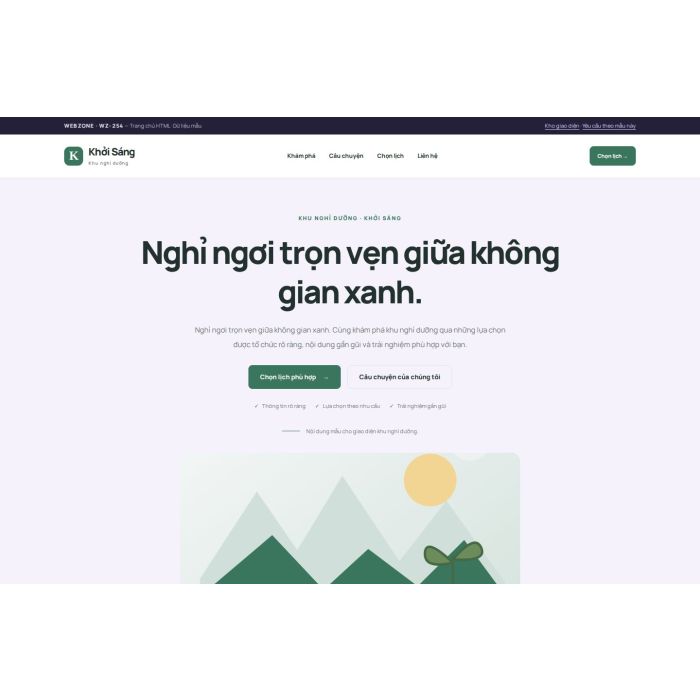 Ảnh chụp Giao diện HTML khu nghỉ dưỡng — Tập trung chuyển đổi | WZ-254
