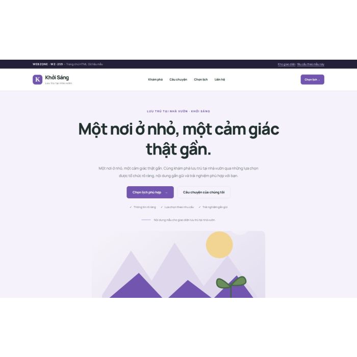 Ảnh chụp Giao diện HTML lưu trú tại nhà vườn — Tập trung chuyển đổi | WZ-259