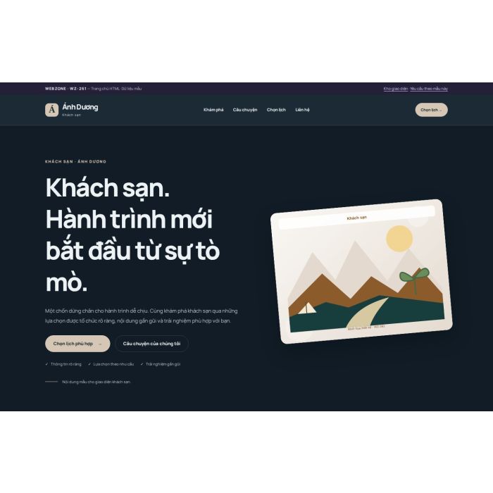 Ảnh chụp Giao diện HTML khách sạn — Nổi bật | WZ-261