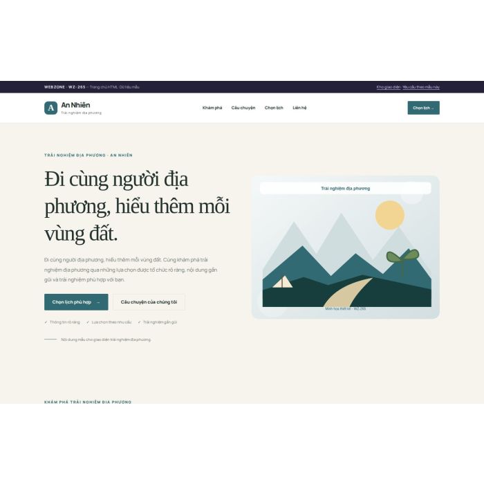 Ảnh chụp Giao diện HTML trải nghiệm địa phương — Thanh lịch | WZ-265
