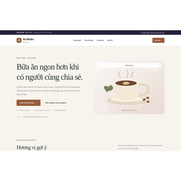 Ảnh chụp Giao diện HTML nhà hàng — Thanh lịch | WZ-275