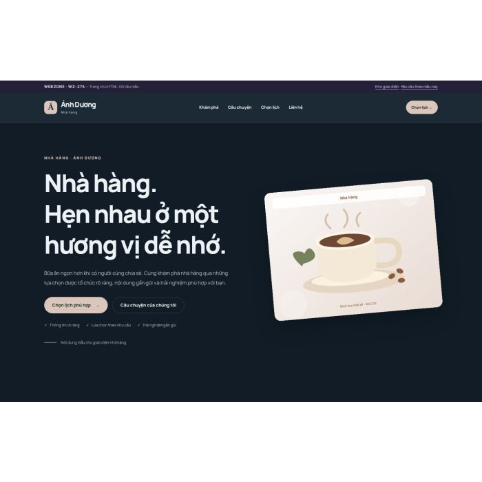 Ảnh chụp Giao diện HTML nhà hàng — Nổi bật | WZ-276