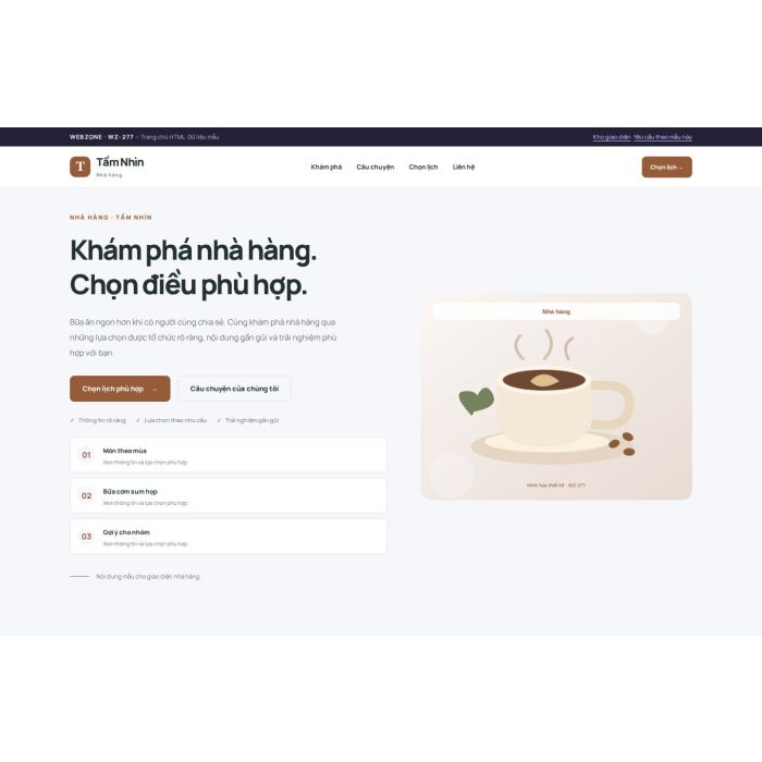 Ảnh chụp Giao diện HTML nhà hàng — Trưng bày | WZ-277