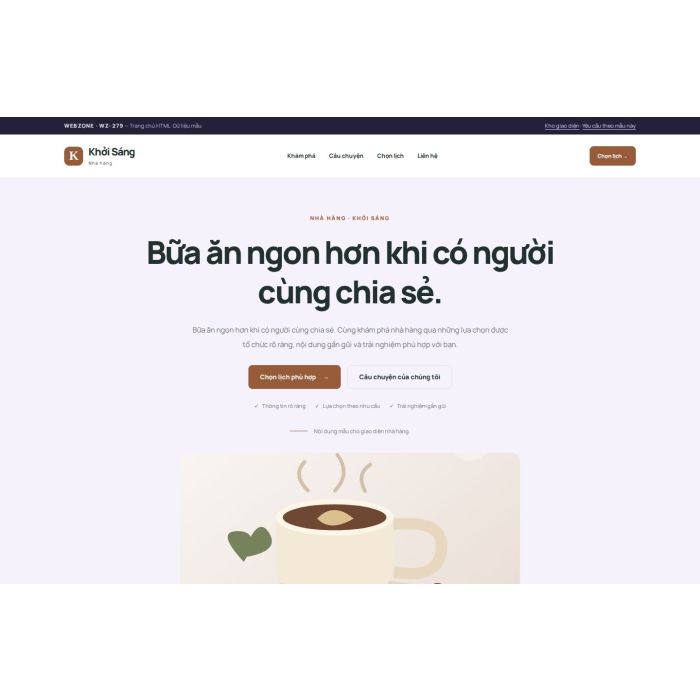 Ảnh chụp Giao diện HTML nhà hàng — Tập trung chuyển đổi | WZ-279