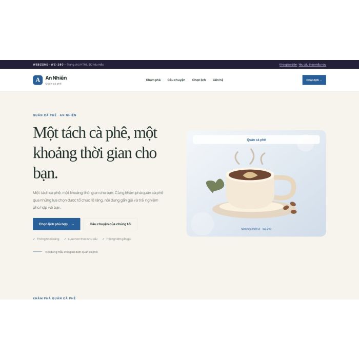 Ảnh chụp Giao diện HTML quán cà phê — Thanh lịch | WZ-280