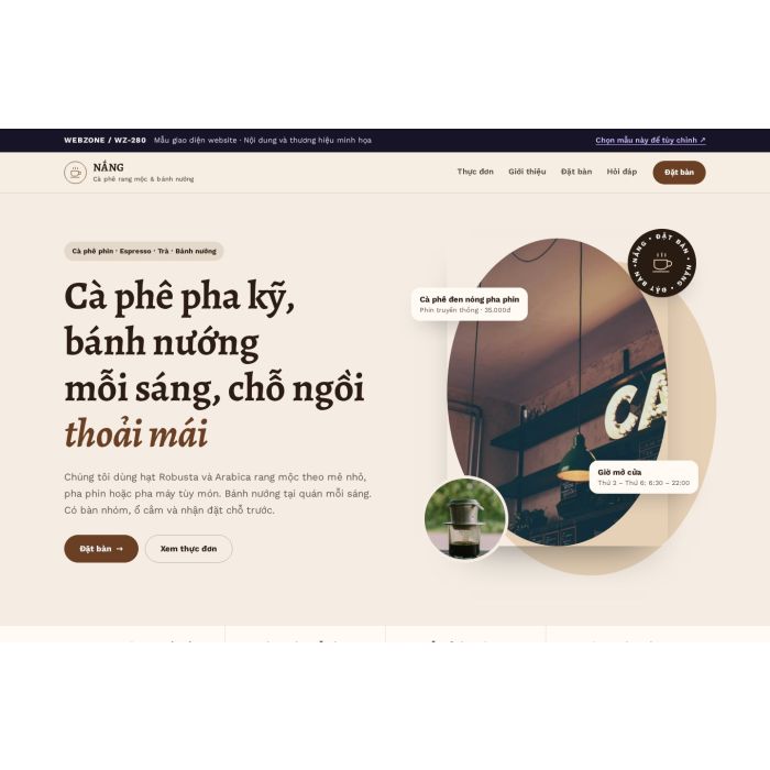 Ảnh chụp Mẫu giao diện quán cà phê — Thanh lịch | WZ-280