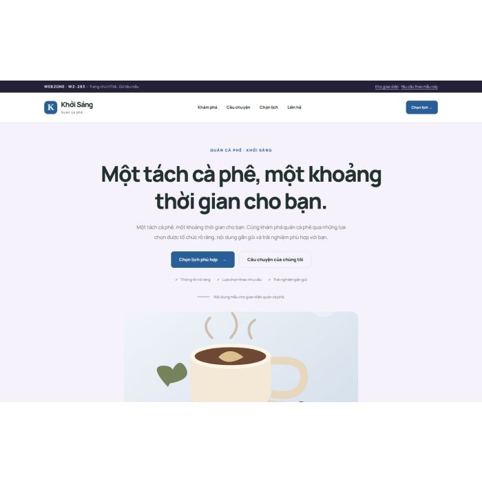 Ảnh chụp Giao diện HTML quán cà phê — Tập trung chuyển đổi | WZ-283