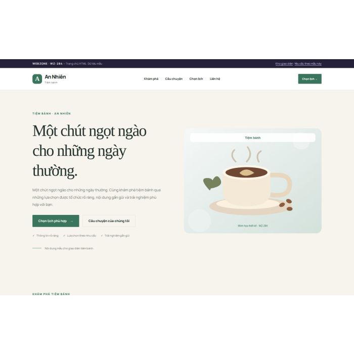 Ảnh chụp Giao diện HTML tiệm bánh — Thanh lịch | WZ-284