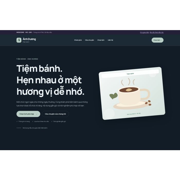 Ảnh chụp Giao diện HTML tiệm bánh — Nổi bật | WZ-285