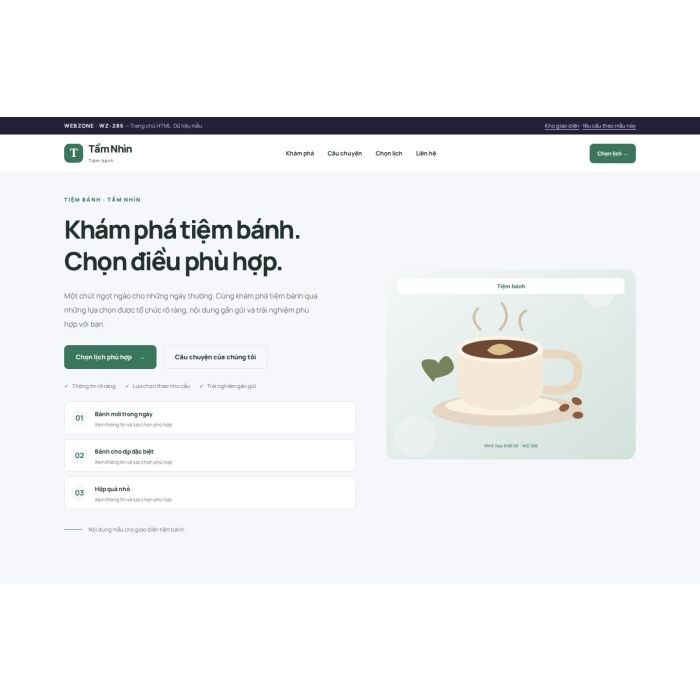 Ảnh chụp Giao diện HTML tiệm bánh — Trưng bày | WZ-286