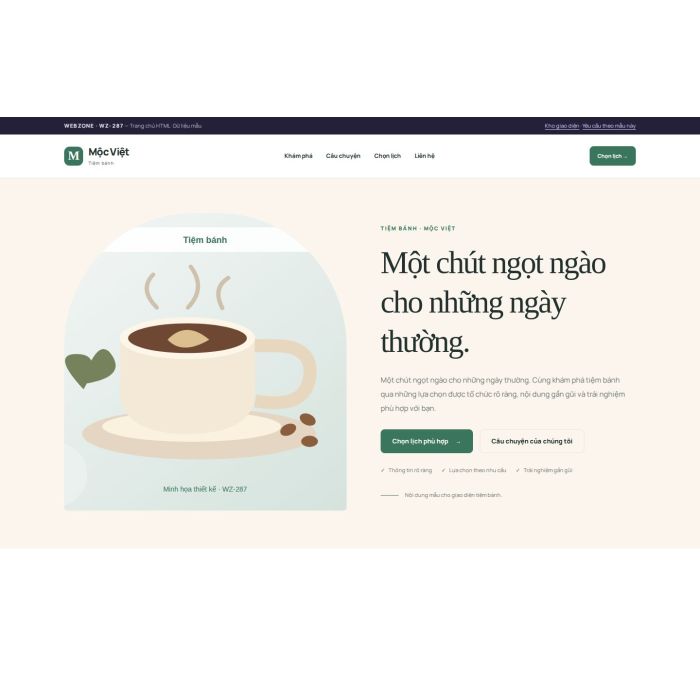 Ảnh chụp Giao diện HTML tiệm bánh — Kể chuyện | WZ-287