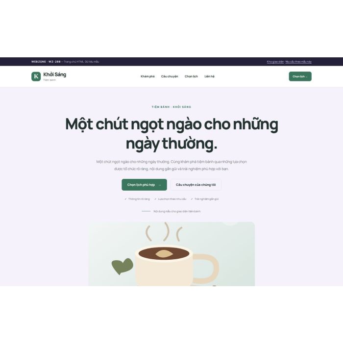 Ảnh chụp Giao diện HTML tiệm bánh — Tập trung chuyển đổi | WZ-288