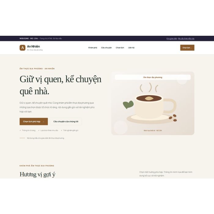 Ảnh chụp Giao diện HTML ẩm thực địa phương — Thanh lịch | WZ-294