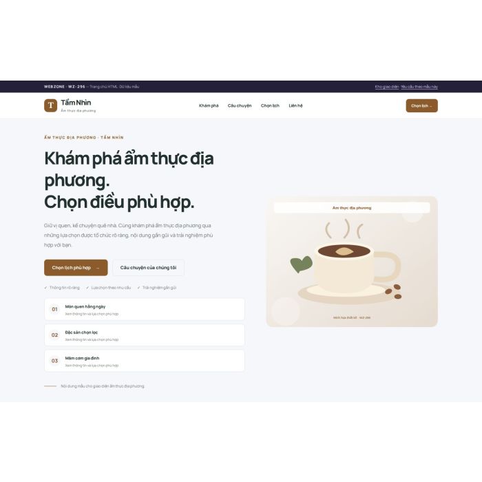 Ảnh chụp Giao diện HTML ẩm thực địa phương — Trưng bày | WZ-296