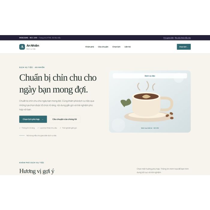 Ảnh chụp Giao diện HTML dịch vụ tiệc — Thanh lịch | WZ-299