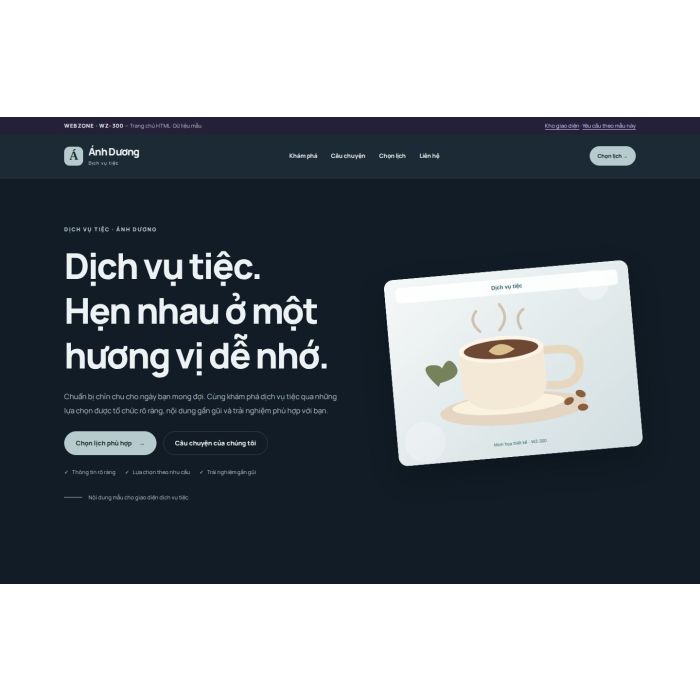 Ảnh chụp Giao diện HTML dịch vụ tiệc — Nổi bật | WZ-300