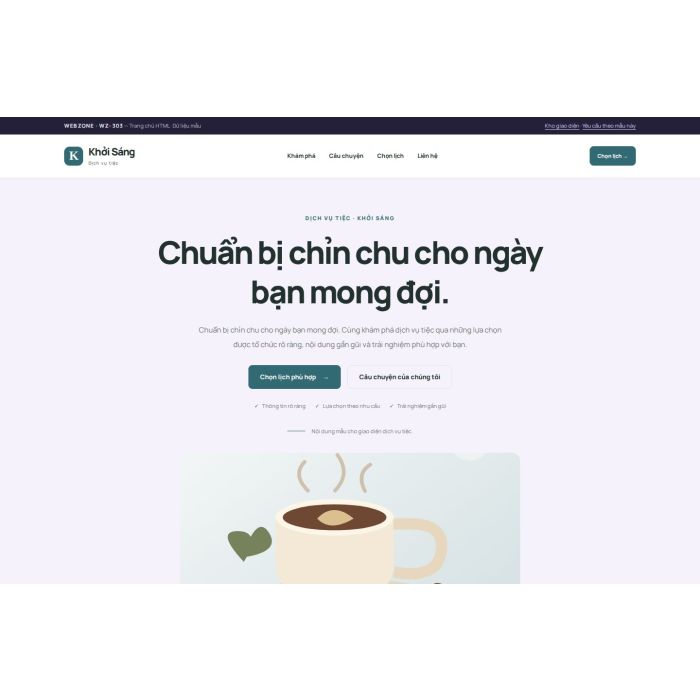Ảnh chụp Giao diện HTML dịch vụ tiệc — Tập trung chuyển đổi | WZ-303