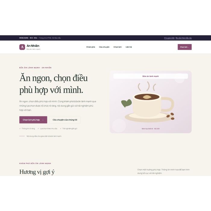 Ảnh chụp Giao diện HTML bữa ăn lành mạnh — Thanh lịch | WZ-304
