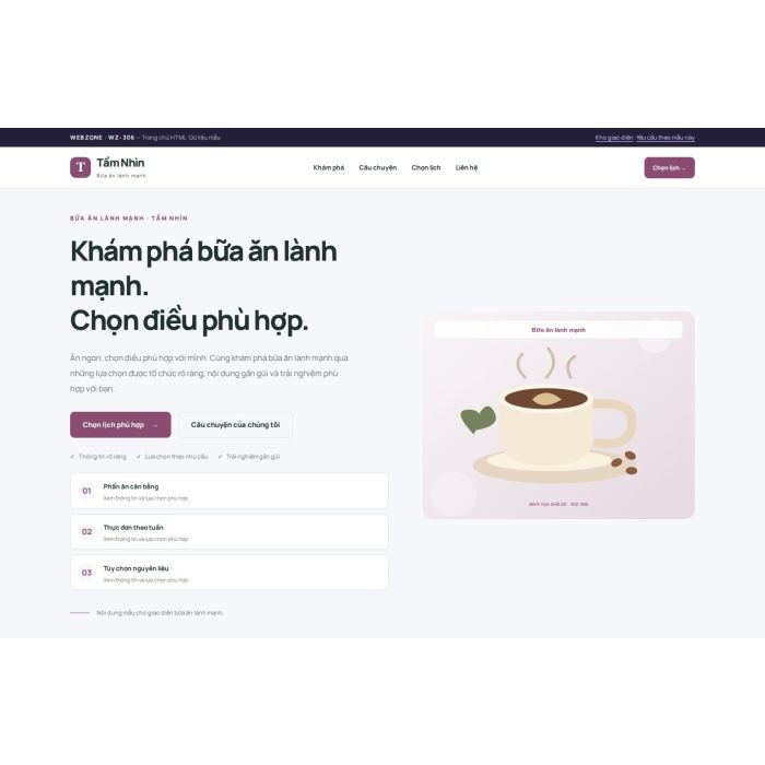 Ảnh chụp Giao diện HTML bữa ăn lành mạnh — Trưng bày | WZ-306