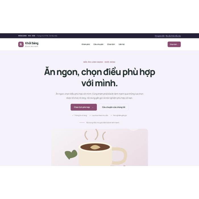 Ảnh chụp Giao diện HTML bữa ăn lành mạnh — Tập trung chuyển đổi | WZ-308